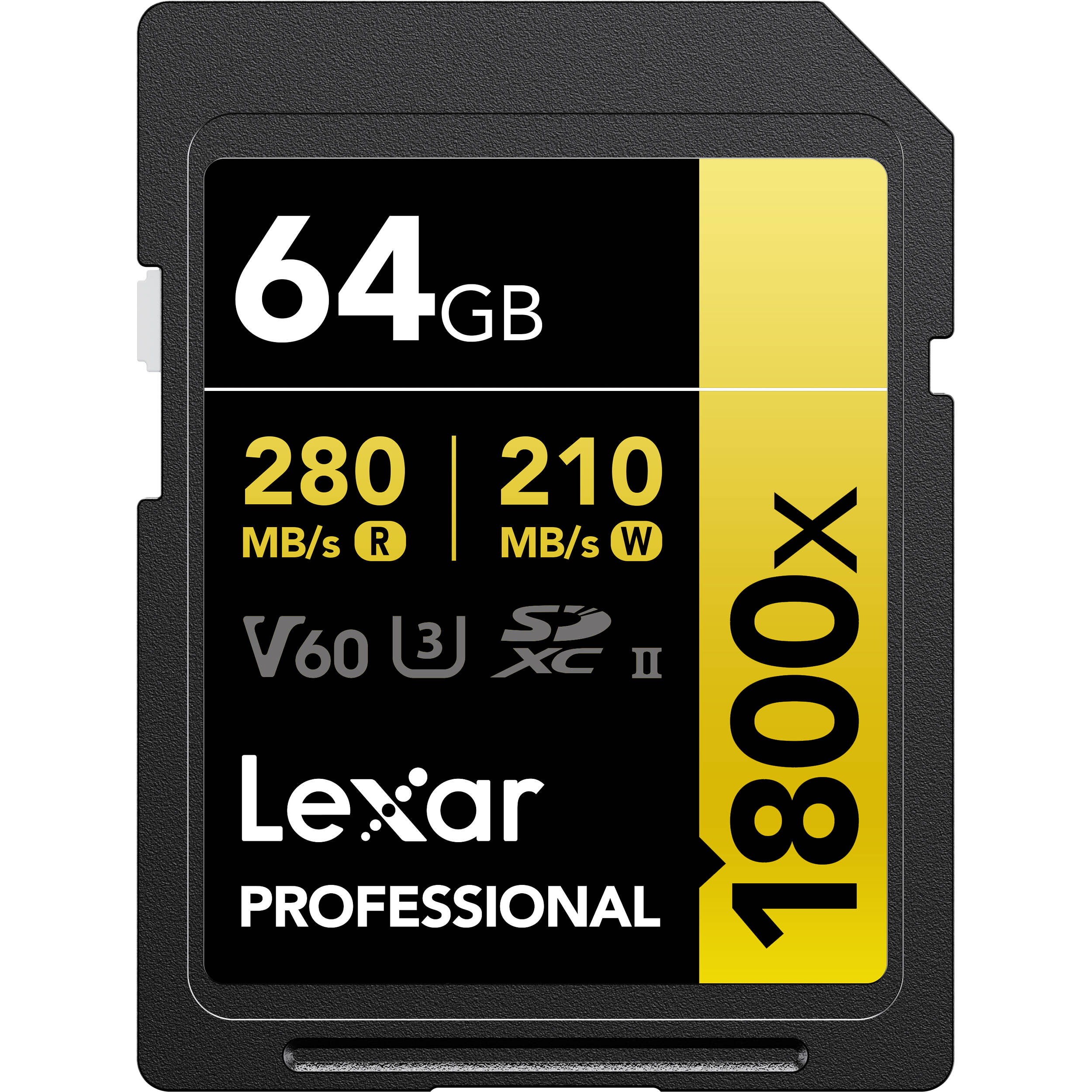 Lexar 64GB Professional 1800x UHS-II SDXC Memory Card (GOLD Series)